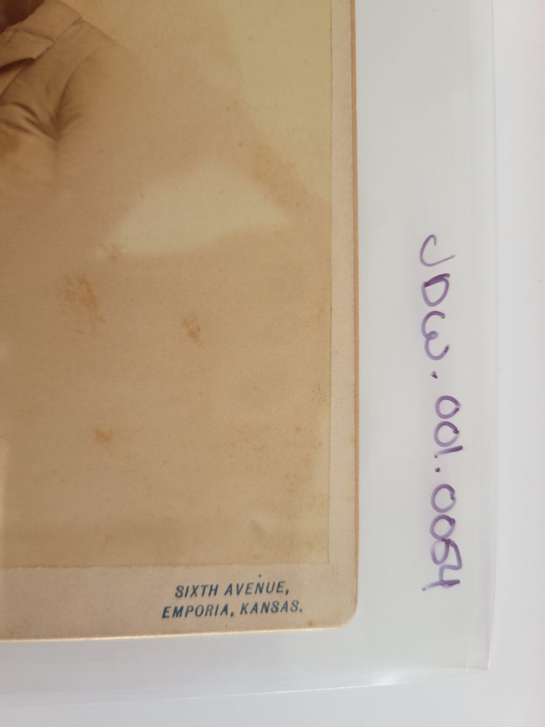Here is an example of writing the catalog number directly on the archival sleeve.