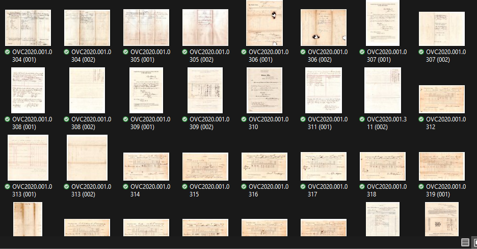 Here you can see the file name format used by the Research Arsenal and how multiple scans of the same document are given parenthetical numbers.
