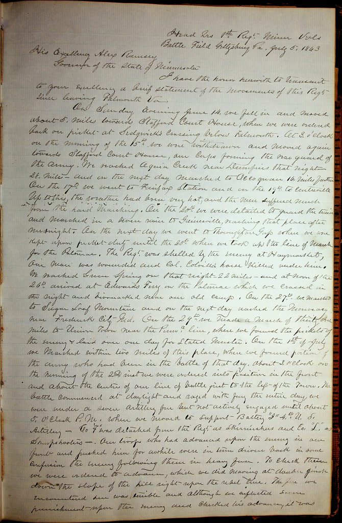 Coats' letter to the MN Gov on July 5th, 1863