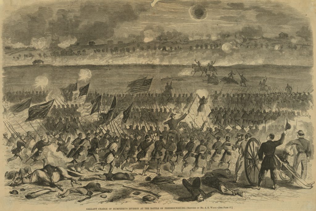 Illustration of the Battle of Fredericksburg by Alfred R. Waud.