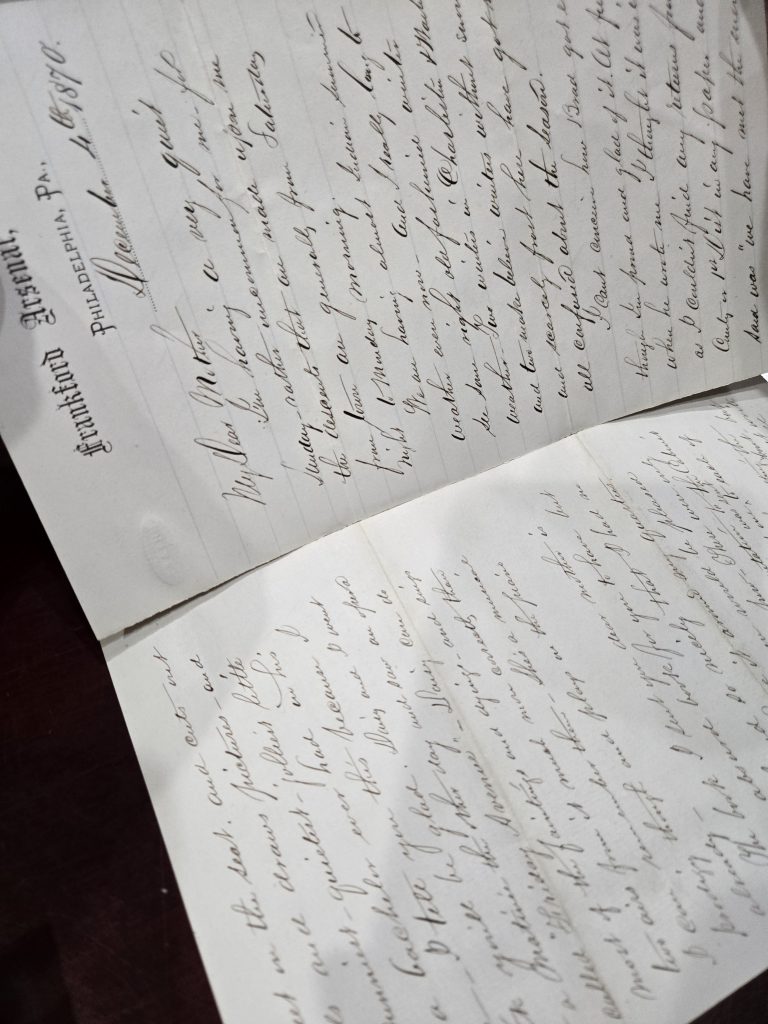 Notice how this soldier's letter has torn along the crease where it was originally folded over 150 years ago. Storing it flat and unfolded could have prevented the additional strain on the crease that caused that damage.