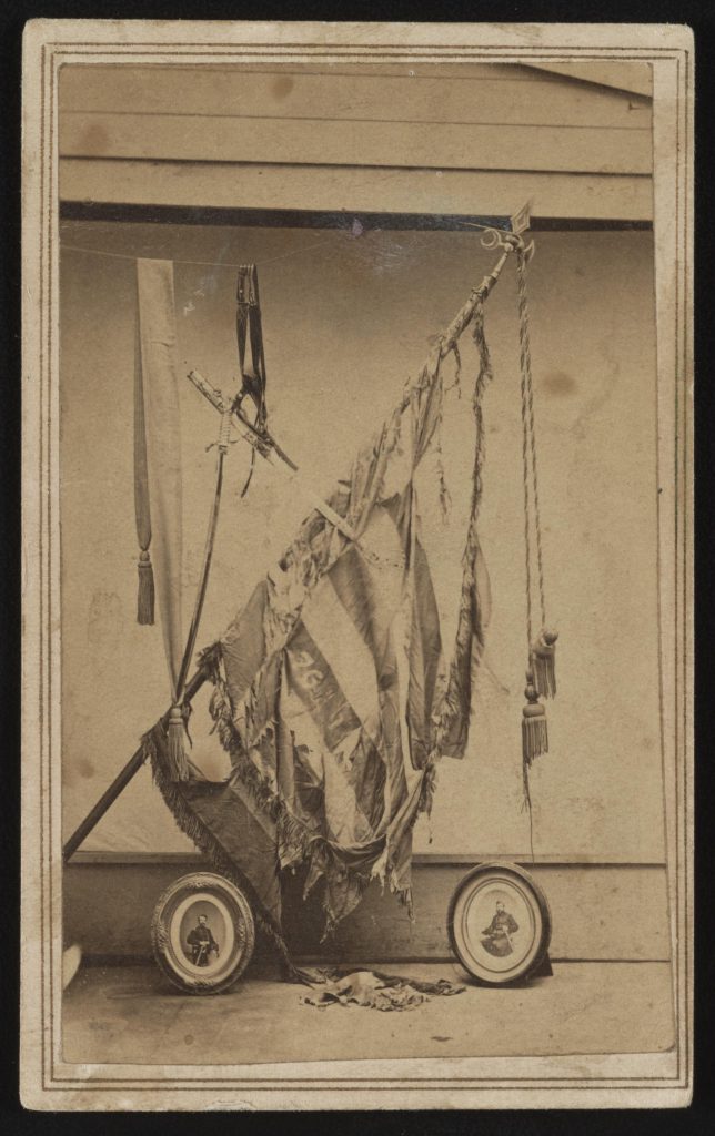 Battle-torn regimental flag of 76th Ohio Infantry Regiment