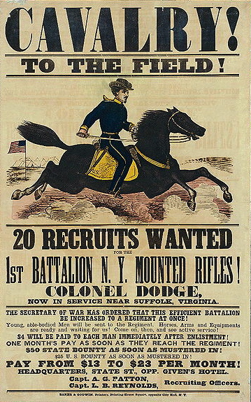 Recruitment poster for 1st New York Mounted Rifles.