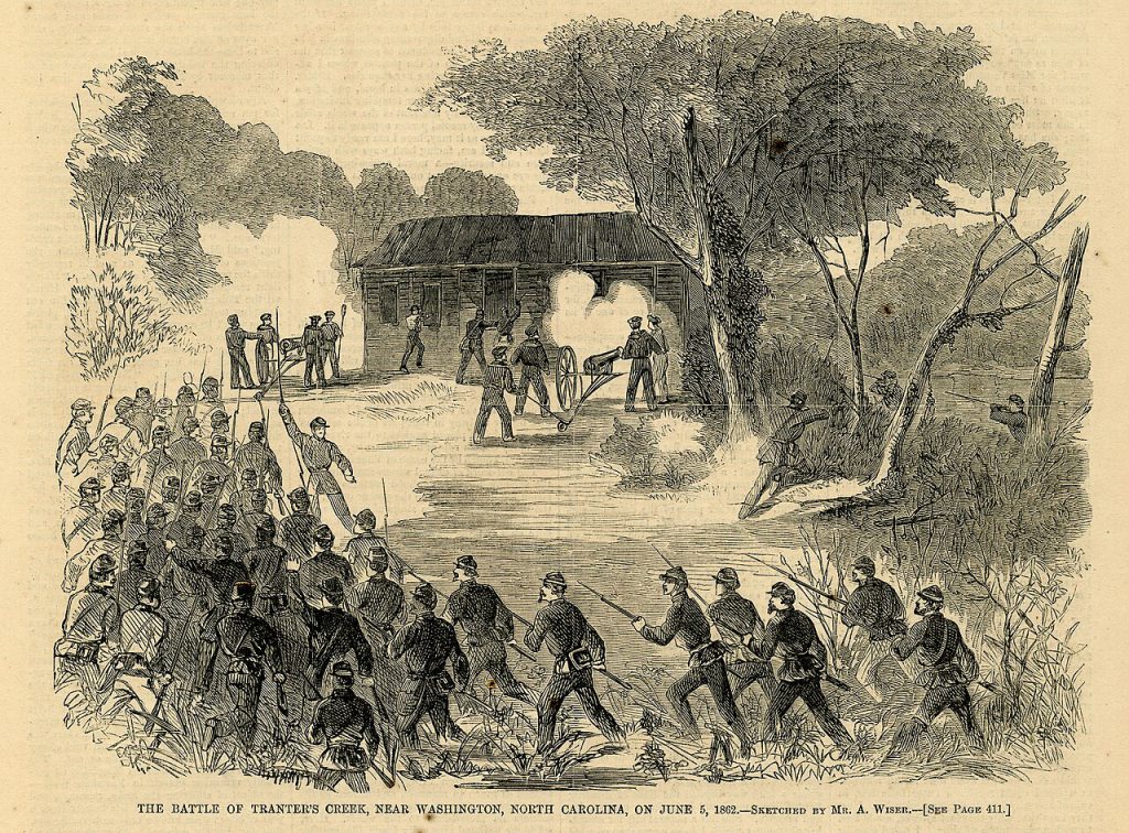 Illustration of the Battle of Tranter’s Creek made by A. Wiser.