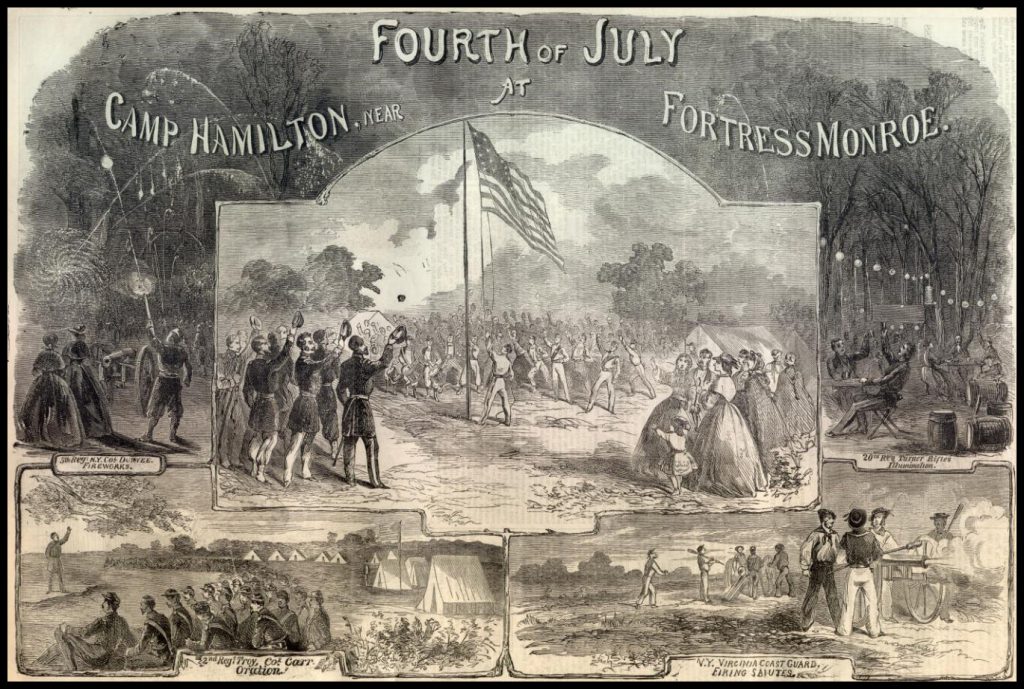 Fourth of July at Camp Hamilton illustration from Harper's Weekly