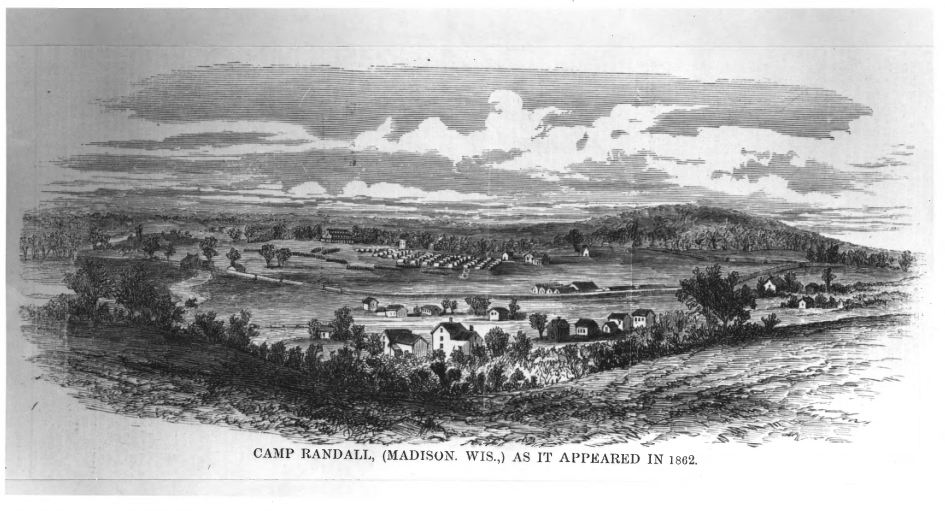 Engraving of Camp Randall as it looked in 1862.