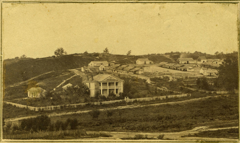 1865 Photo showing the Tappan House in Helena, Arkansas which was used by officers of the Union army.