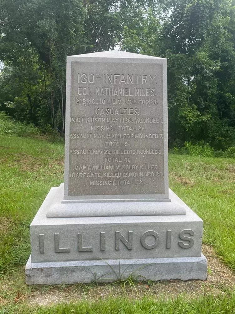 130th Illinois Infantry monument located at Vicksburg.